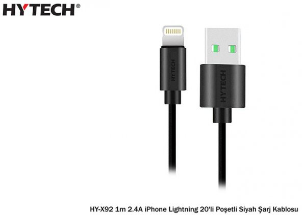 Hytech HY-X92 1m 2.4A iPhone Lightning Beyaz Şarj Kablo KUTUSUZ