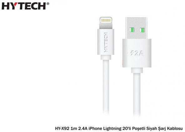Hytech HY-X92 1m 2.4A iPhone Lightning Siyah Şarj Kablo KUTUSUZ
