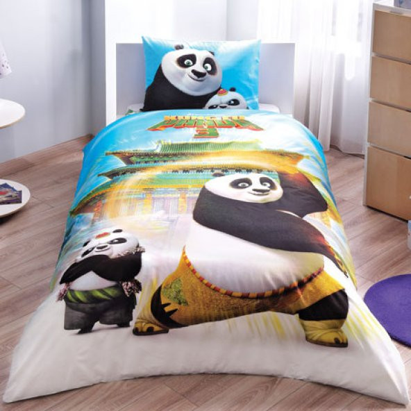 Taç Kun fu Panda Movie Lisanslı Tek kişilik Nevresim Takımı