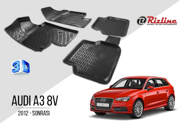 Audi A3 8V 2012 -Sonrası SB – Paspas Havuz 3D Siyah Set 4 Adet