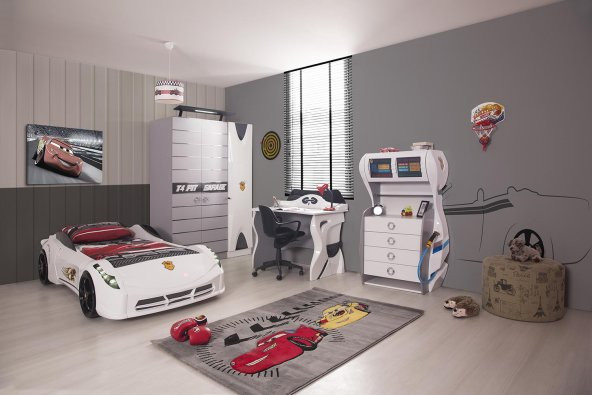 Ferrari Araba Yataklı Garage Çocuk Odası Set