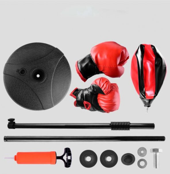 Çocuk Boks Standı 70-105 Cm Refleks Topu Boks Seti Eldiven Hediye - 3
