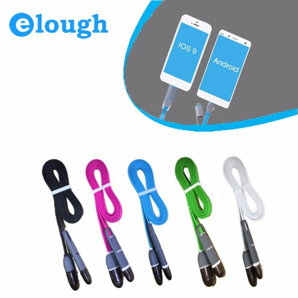 İPhone - Samsung Micro USB Şarj Kablosu Çift Başlı