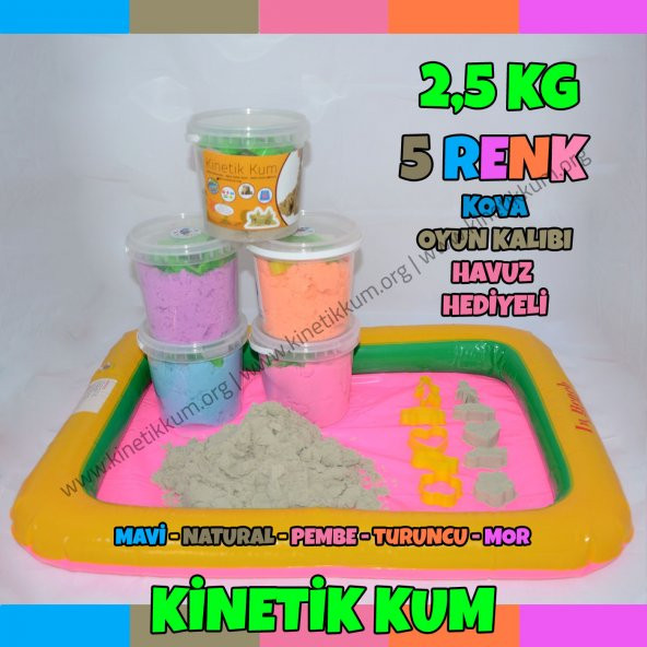 Kinetik Kum Oyun Kumu 2,5 KG 5 Farklı Renk