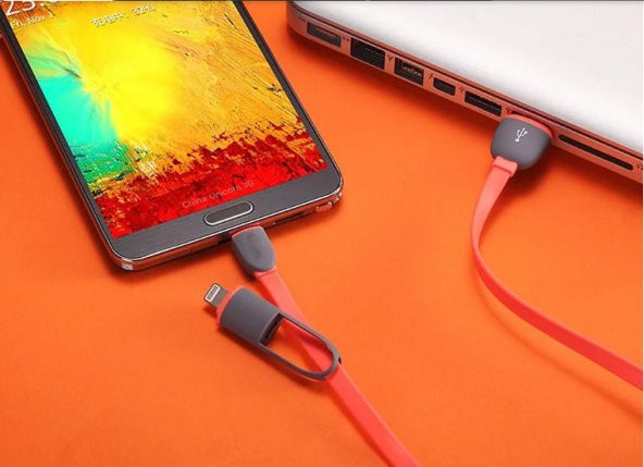 İPhone - Samsung Micro USB Şarj Kablosu Çift Başlı - 2