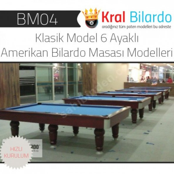 Bilardo Masası Modelleri Klasik Model 6 Ayaklı Amerikan