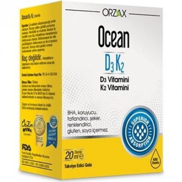 Ocean Vitamin D3 K2 20 ml Damla