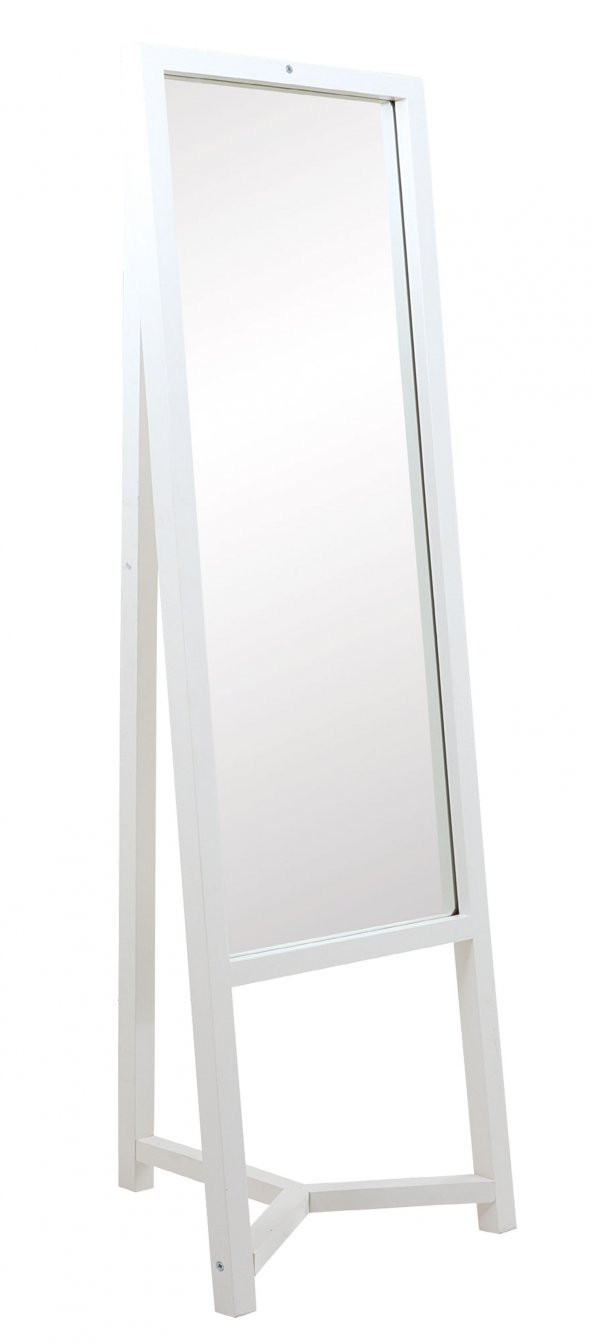 Ayna, Boy Aynası, Ahşap Boy Aynası Beyaz TRZ-19