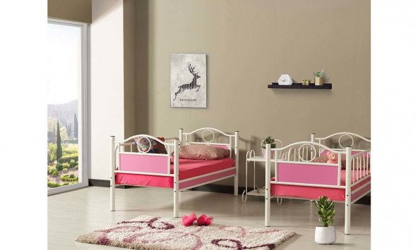 Tulipa Baby Ferforje Metal Ahşap Ranza 80x160 - 2