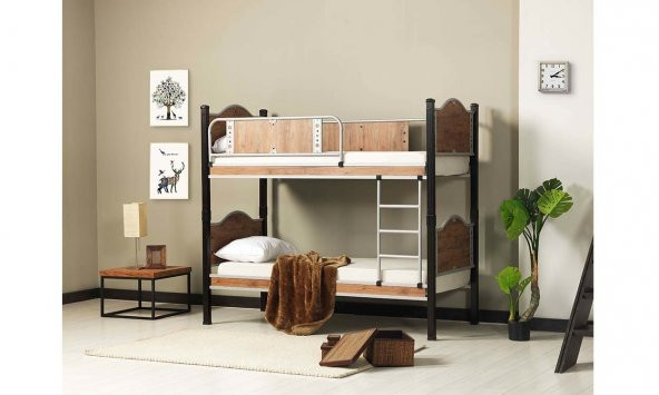 Zerren Tek Kişilik Metal Ahşap Ranza 90*200 cm