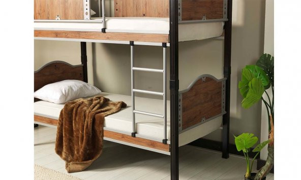 Zerren Tek Kişilik Metal Ahşap Ranza 90*200 cm - 2