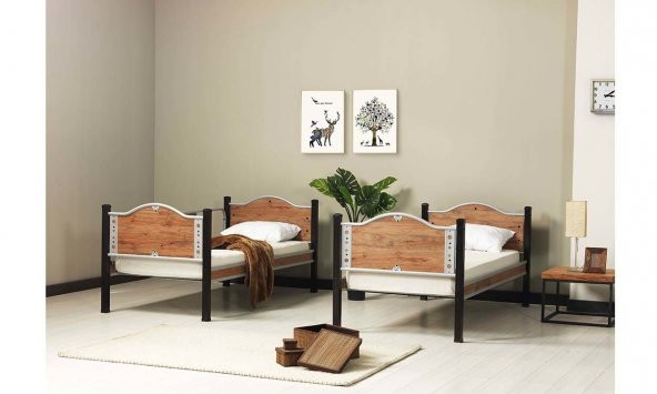 Zerren Tek Kişilik Metal Ahşap Ranza 90*200 cm - 5