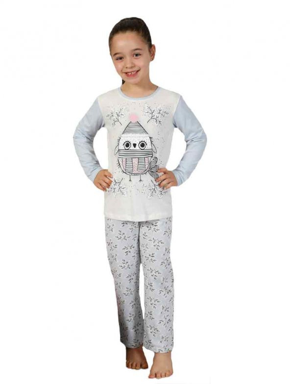 Elitol Kız Çocuk Kombin Ekru Pijama Takımı 19008