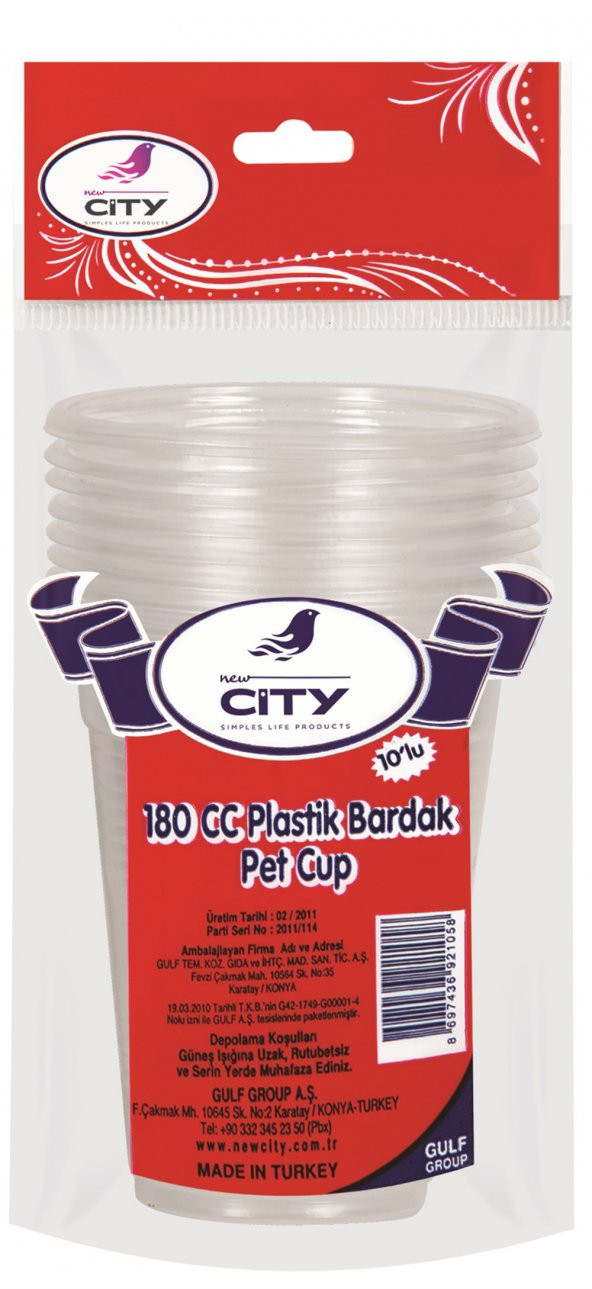 New City Şeffaf Plastik Bardak 10 Lu