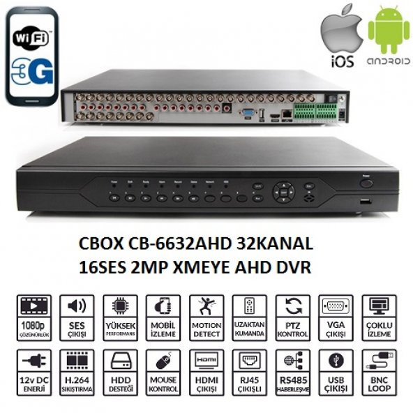Cbox Cb-6632Ahd 32 Kanal 1080 16 Ses Ahd Xmeye Dvr Kayıt Cıhazı