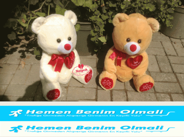 ŞOK FİYAT+ 5 RENK SEÇENEĞİ Peluş Ayı Seni Seviyorum Kalp Yastıklı Oyuncak Ayıcık 50 Cm - 7