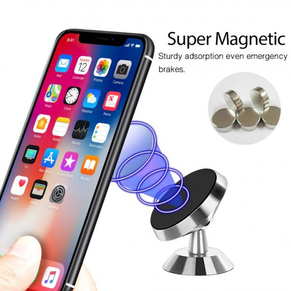 Mıknatıslı Araç Içi Telefon Tutucu Cep Telefonu Tutacağı Metal - 4