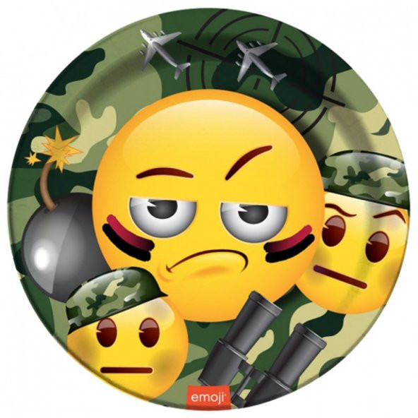 8 adet Kikajoy Kamuflaj Emoji Karton Tabak