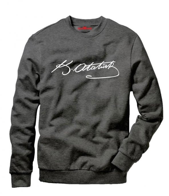 Tshirthane Atatürk imza Erkek Uzun Kollu Bisiklet Yaka Sweatshirt Sweatshirt Uzunkollu - 2