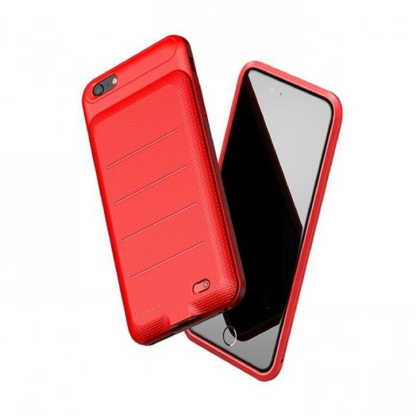 Baseus Ample iPhone 6 6S Plus Kırmızı Şarjlı Kılıf Arka Koruyucu Kapak 3600mAh