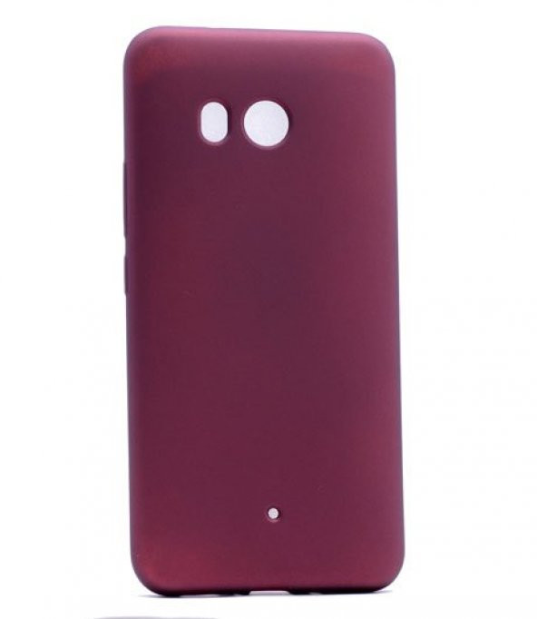 HTC U11 Kılıf Silikon Premium Kapak Bordo + Kırılmaz Cam Ekran Koruyucu