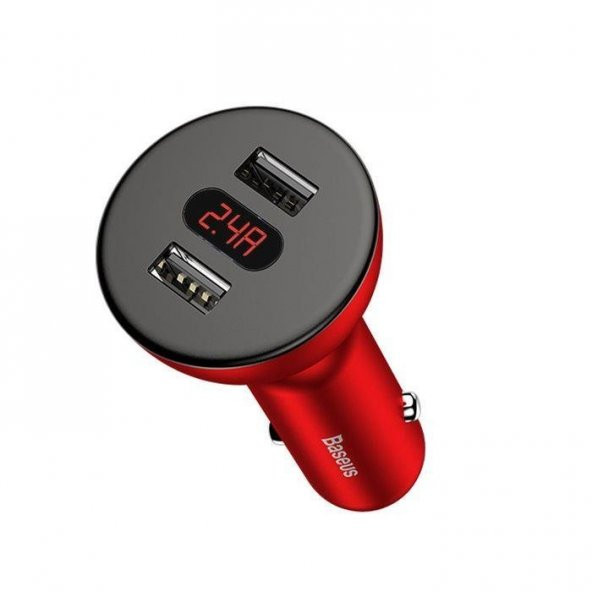 Baseus Shake Head 4.8A Araç Çakmak Şarj Cihazı Kırmızı