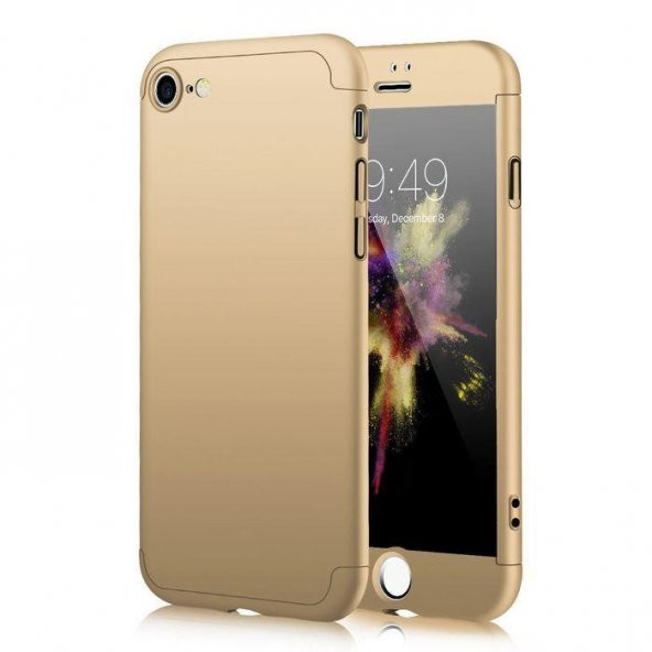 Apple iPhone 7 / 8 360 Gold Full Koruma Kılıf Arka Koruyucu Kapak