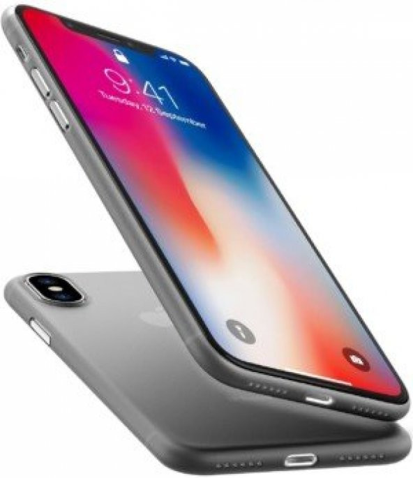 iPhone X Kılıf Hayalet Kapak Sert PP Kap + Kırılmaz Cam Ekran Koruyucu