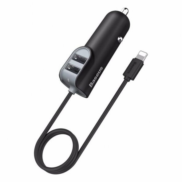 Baseus 2 USBli Siyah Lightning Araç Şarj Cihazı