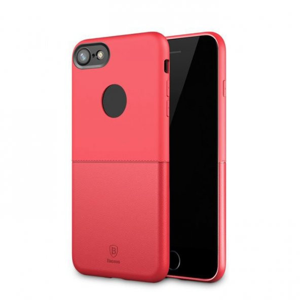 Baseus Half to Half Solid Mat Kırmızı iPhone 7 - 8 Kılıf Arka Koruyucu Kapak