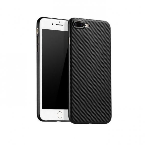 Apple iPhone 8 Plus İnce Karbon Kılıf Arka Koruyucu Kapak Siyah