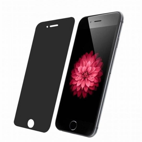 Apple iPhone 6 6S Privacy Gizli Siyah Ekran Koruyucu Cam