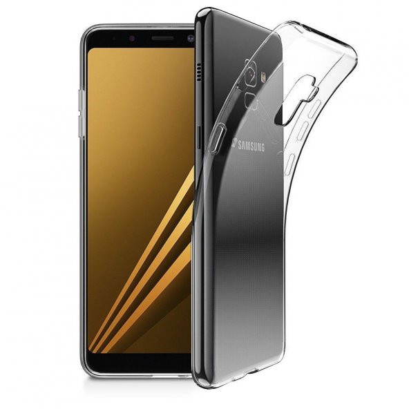 Samsung Galaxy A8 Plus 2018 Kılıf Kapak Şefaf İnce Kap + Kırılmaz Cam Ekran Koruyucu