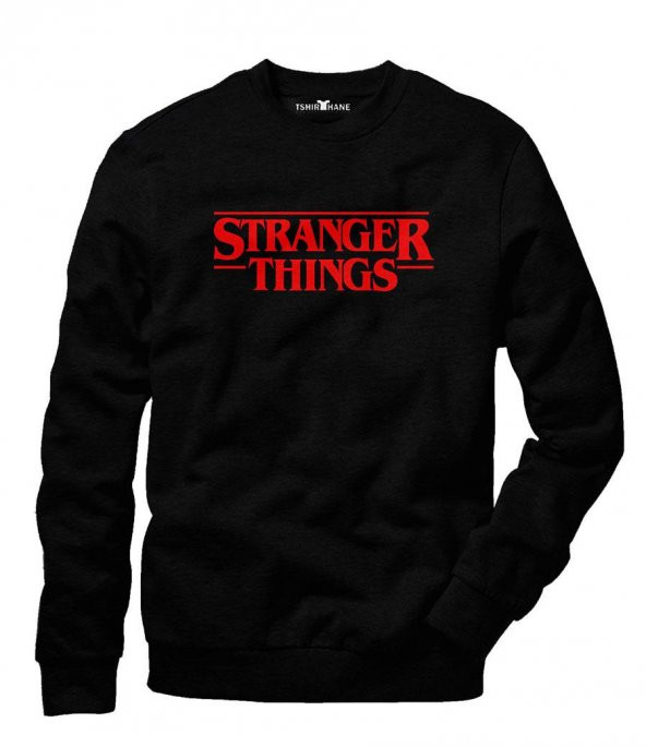Tshirthane Stranger Things Logo  Sweatshirt Uzunkollu