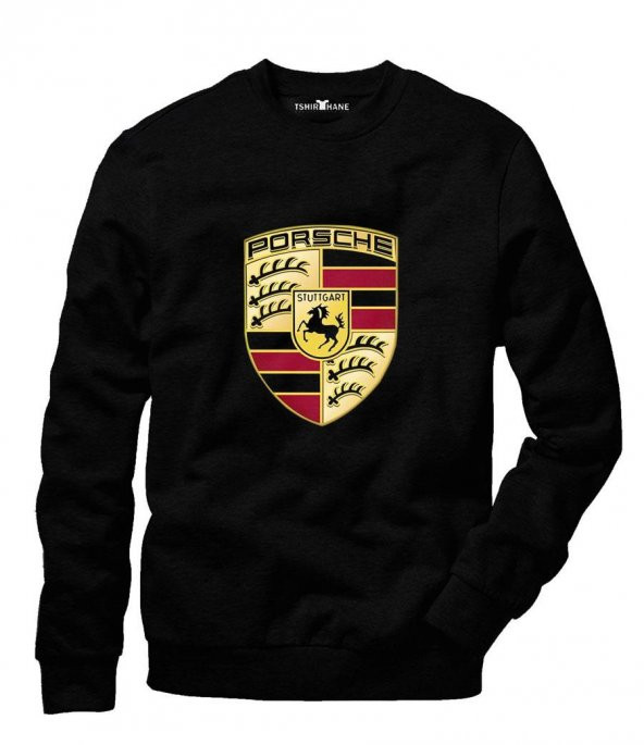 Tshirthane Porsche logo Sweatshirt Uzunkollu