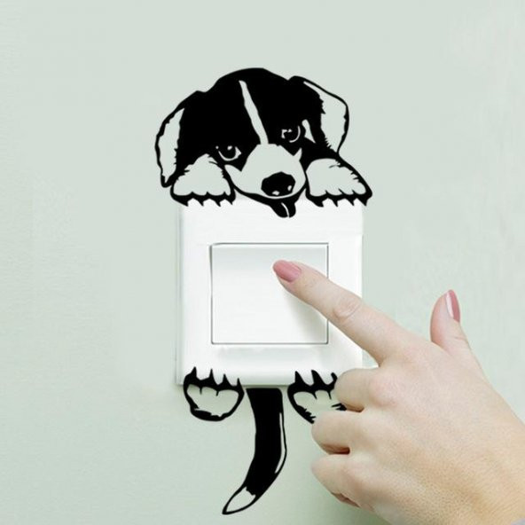 Sevimli Köpek Priz Elektrik Anahtarı Sticker PVC Priz Yapıştırma
