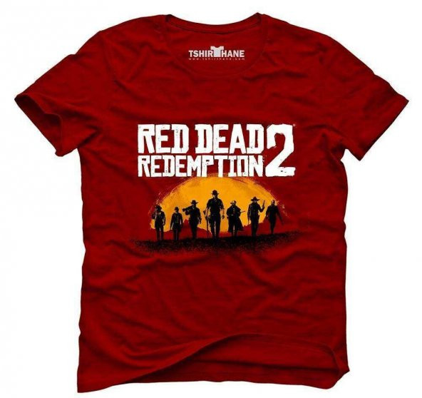 Red Dead Redemption 2 Kısakollu Kırmızı Erkek Tişört