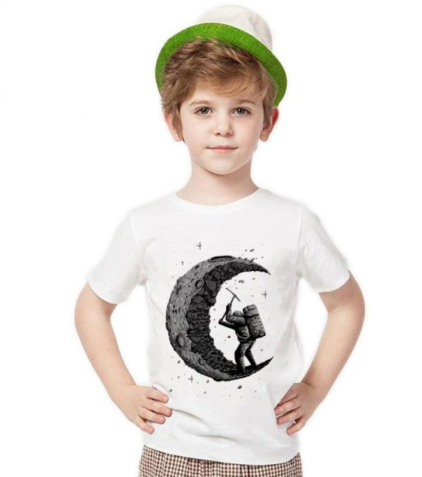 Tshirthane Astronot Moon Ay tişört Çocuk tshirt