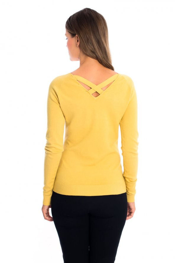 VEDİ ARI TAŞLI BAYAN TRİKO KAZAK - 4010-SAFRAN - 2