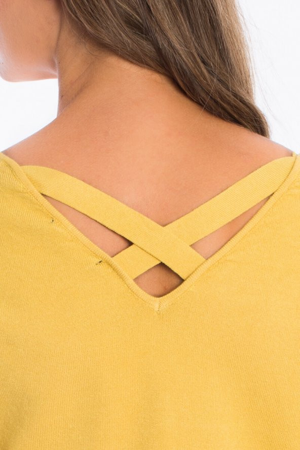 VEDİ ARI TAŞLI BAYAN TRİKO KAZAK - 4010-SAFRAN - 4