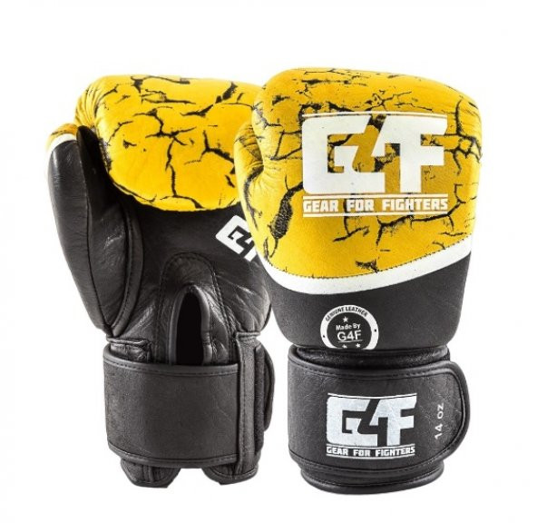 G4F KICK BOXING GLOVES  LEATHER YELLOW EARTH  (GF010)