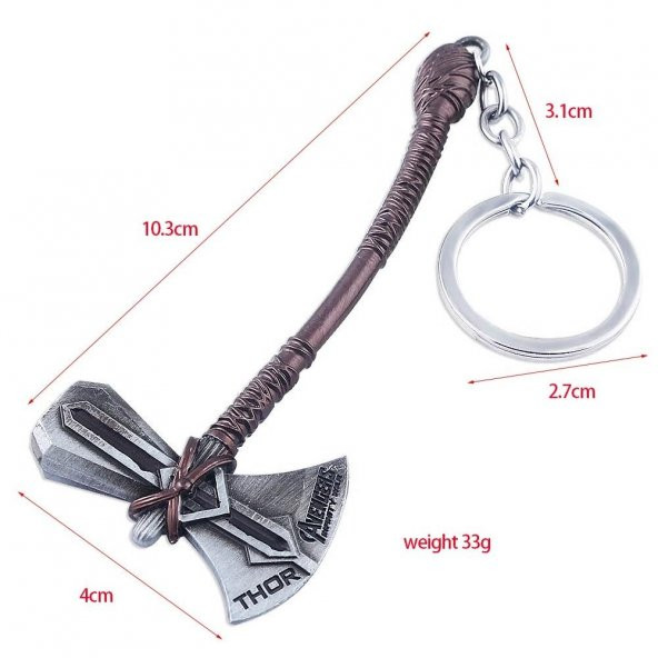Avengers Infinity War Thor Mjolnir Stormbreaker Balta Anahtarlık - 3