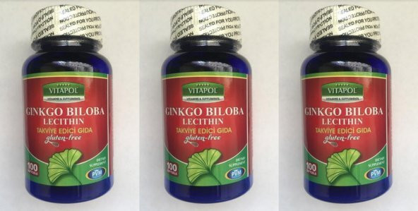 Vitapol Ginkgo Biloba Lecithine &quotGluten Free&quot 100 Softgel 3 kutu ürün görseli