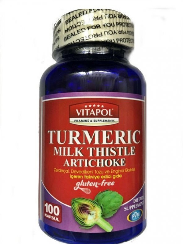 Vitapol Turmeric Milk Thistle Artichoke Gluten Free 100 Kapsul ürün görseli