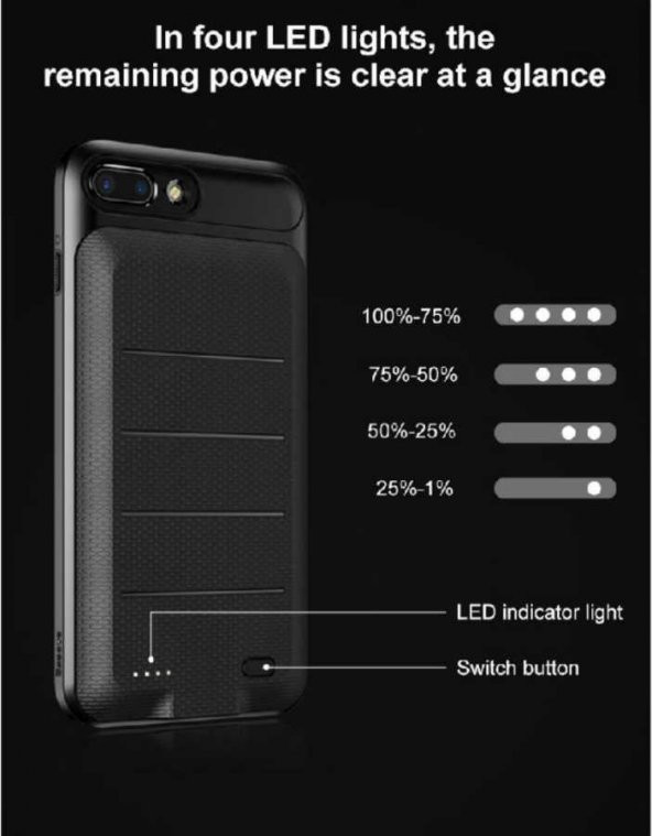 iPhone 6S Plus Baseus Ample Bataryalı Şarjlı Kılıf Koruyucu Kapak 360°0 Mah - 6