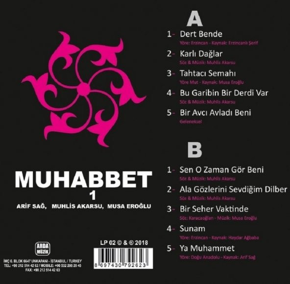 ARİF SAĞ, MUSA EROĞLU, MUHLİS AKARSU - MUHABBET 1 (LP) - 2