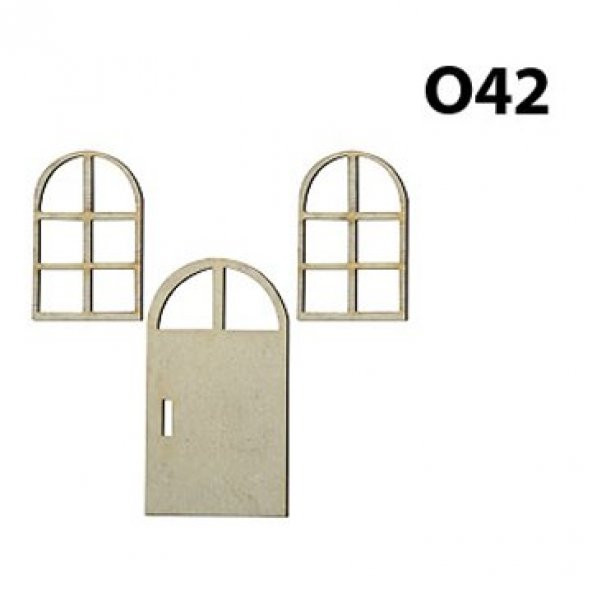 Ahşap Minyatür Kapı Pencere Set O-42