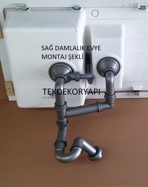 TEKDEKOR GRANİT EVYE SİFONU TAKIMI 1,5GÖZ TEKA FRANKE BLONCO DOMİNOX  SİFONU - 2