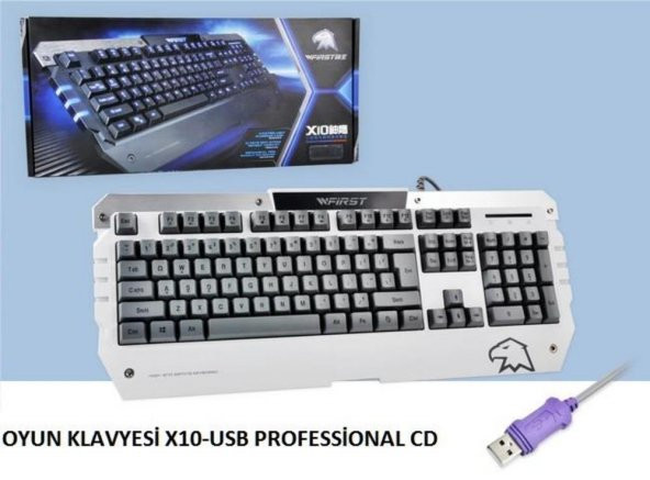 Wfirst X10 Led Işıklı USB Kablolu ( Gaming Gamer ) Oyuncu Q Klavyesi Mekanik Hisli - 1