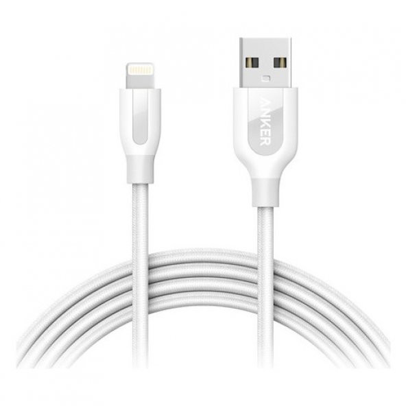 Anker PowerLine+ Lightning 1.8 Metre Örgülü Apple Lisanslı iPhone iPad Kablo - Beyaz - A8122H21 - OFP
